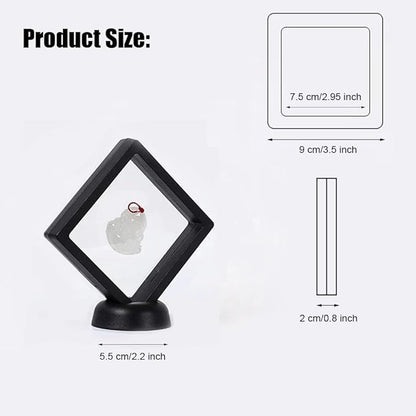 6 Pcs 3D Floating Display Case Frame Display Holder Stands Transparent PE Film Storage Box for Jewelry Challenge Coin Medal Antique 3.5 x 3.5 x 0.8 Inches Black and White