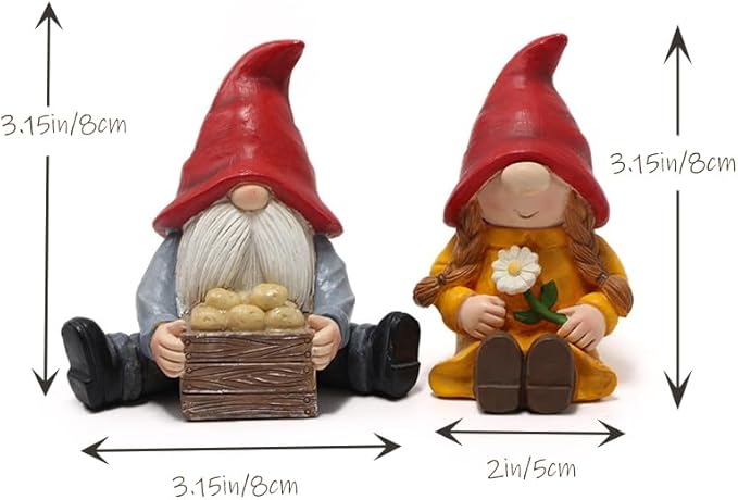 2 PCS Funny Garden Gnome Statues, Creative Resin Dwarf Sculptures, Outdoor Yard Decor, Gnomes Tree Faces for Lawn, Patio, Porch, Miniature Fairy Garden Accessories, Novelty Gift for Indoor/Outdoor Use