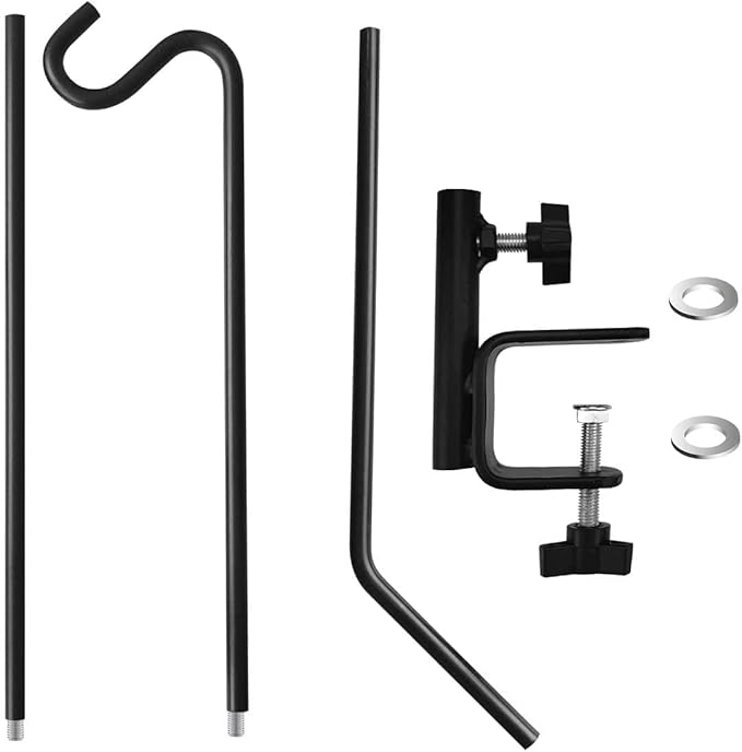 MIXXIDEA Heavy Duty Deck Rail Pole Deck Hook, Extensible and Adjustable Deck Hook for Hanging Bird Feeder, Plants, Suet Baskets,Wind Chimes,Lanterns