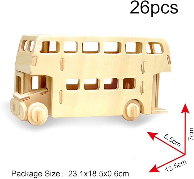 Georgie Porgy 3D Wooden Puzzles for Kids Toys Construction Woodcraft Kits DIY Model Puzzle Kits Birthday Gifts Pack of 6 (Airplane Bus Sports Car Pirate Ship Truck Motorcycle)
