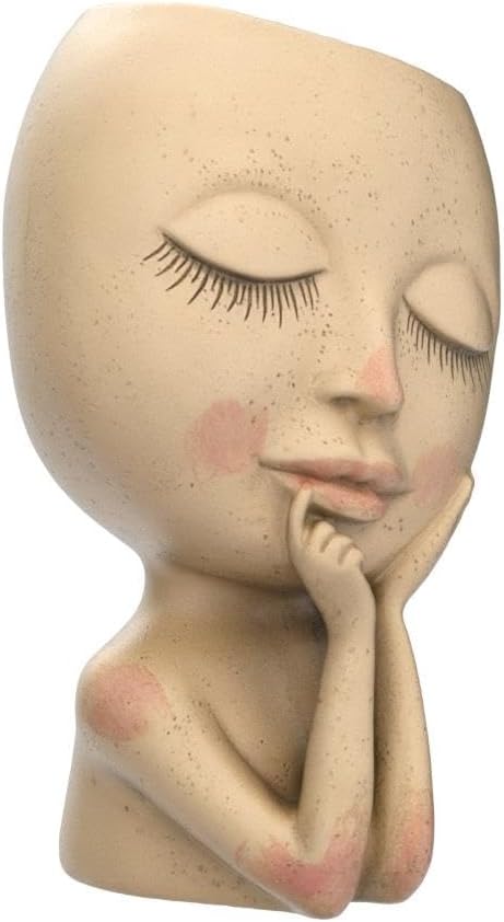 AIMEBBY Resin Head Face Planter Flower Pot for Indoor and Outdoor Plants with Drainage Hole (Large Size)…