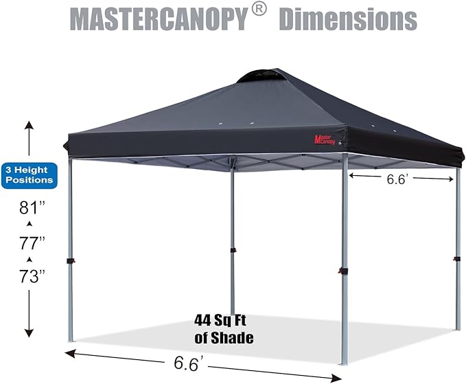 MASTERCANOPY Durable Pop-up Canopy Tent with Roller Bag (Black)
