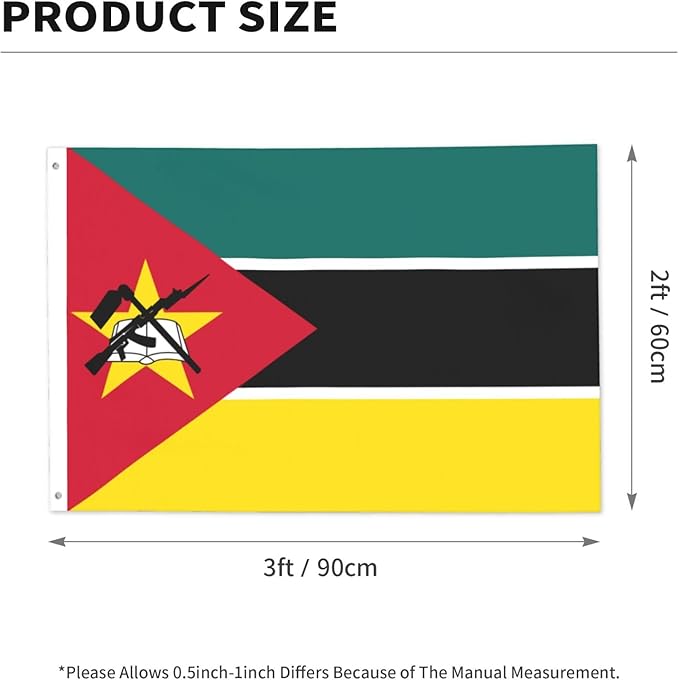 Mozambique Mozambican Flag Garden Yard House 2x3 ft Flags Double Sided Print Banner Indoor Outdoor Party Home Decorations for Boat Dorm House Balcony
