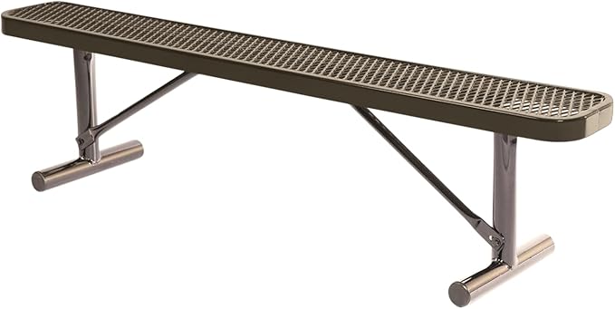 Heavy-Duty Portable Outdoor Bench Thermoplastic Coated, Expanded Metal, Commercial-Grade Seating, Made in America (Portable Without Back, 6 Ft, Textured Brown)