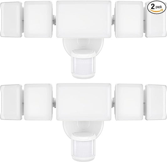 Olafus 100W Motion Sensor Outdoor Lights, 10000LM 2 Pack Motion Sensor Flood Light, Dusk to Dawn Outdoor Lighting, IP65 Waterproof Motion Detector Lights for Outside, White