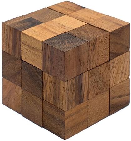 Snake Cube Puzzle: Wooden 3D Brainteaser Puzzle for Adults STEM Skill Builder Interlocking Game. Educational Problem-Solving Game for Adults Wood Handmade Desk Accent for Office