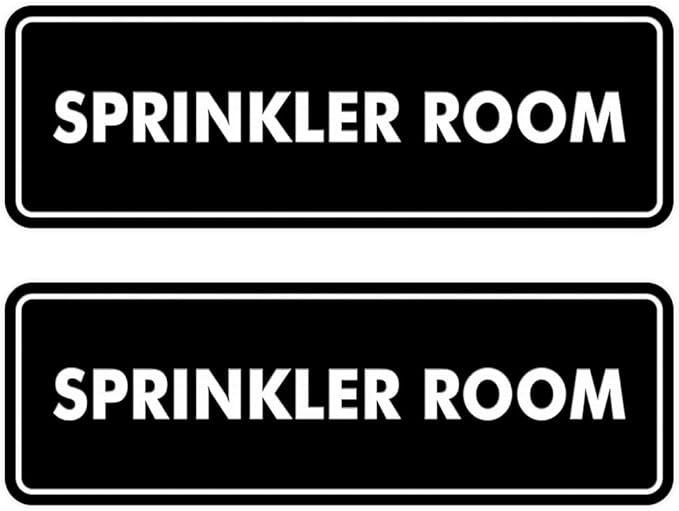 Signs ByLITA Standard Sprinkler Room Sign (Black) - Medium 2 Pack