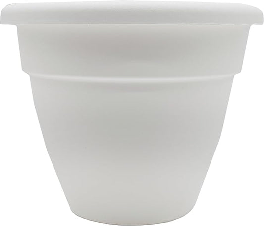 The HC Companies 10 Inch Caribbean Planter - Lightweight Indoor Outdoor Plastic Plant Pot for Herbs and Flowers, White