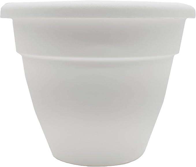 The HC Companies 20 Inch Caribbean Planter - Lightweight Indoor Outdoor Plastic Plant Pot for Herbs and Flowers, White