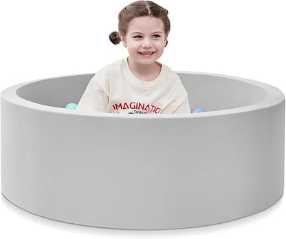 Foam Ball Pit, 35.4"x 11.8" Ball Pits for Toddlers, Soft Round Kiddie Baby Playpen Ball Pool for Kids, Ideal Gift for Babies Indoor and Outdoor Game, Grey, (Balls not Included)