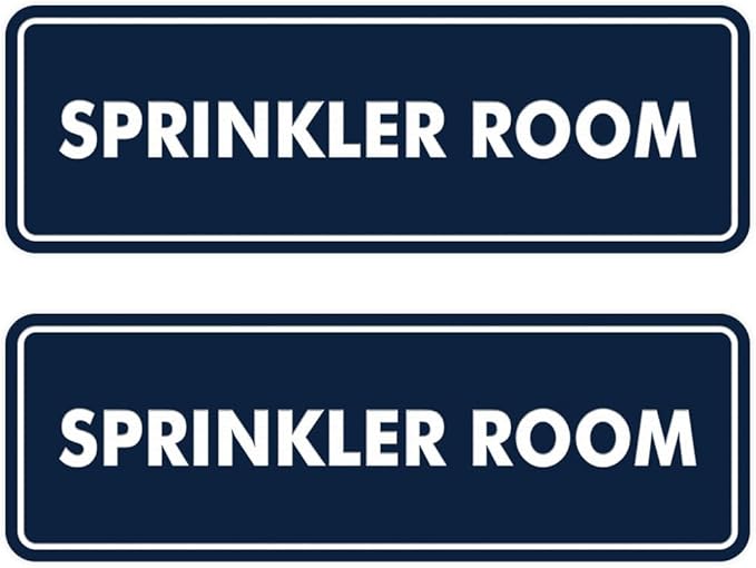 Signs ByLITA Standard Sprinkler Room Sign (Navy Blue/White) - Large 2 Pack