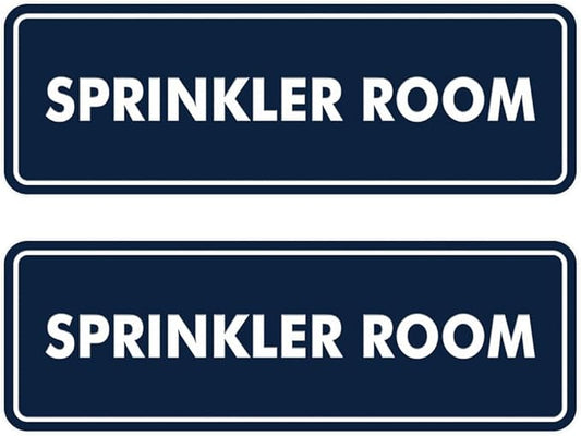 Signs ByLITA Standard Sprinkler Room Sign (Navy Blue/White) - Large 2 Pack
