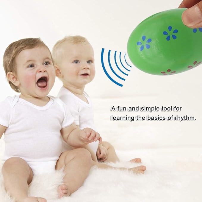 POPLAY 15 PCS Wooden Percussion Musical Egg Maracas Egg Shakers for Party Favors Classroom Prize Supplies Musical Instrument