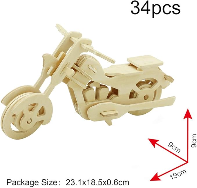Georgie Porgy 3D Wooden Puzzles for Kids Toys Construction Woodcraft Kits DIY Model Puzzle Kits Birthday Gifts Pack of 6 (Airplane Bus Sports Car Pirate Ship Truck Motorcycle)
