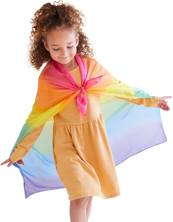 Sarah's Silks Enchanted Playsilk | 100% Silk Sensory Toys for Toddlers | Square Scarves, Montessori and Waldorf Toys for Pretend Play - Rainbow