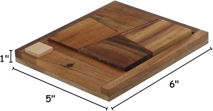 The Square Deal: Wooden 3D Brain Teaser Puzzle – STEM Skill Builder, Tangram Game, Educational Problem Solving for Adults, Unique Handmade Mechanical Puzzle