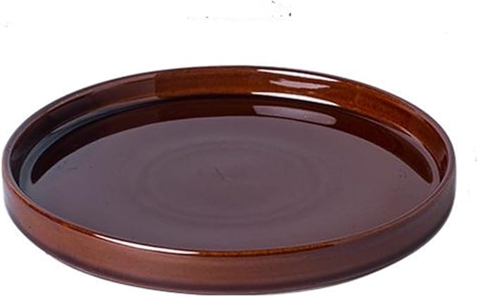 Ceramic Plant Saucer 9 Inch, Round Plant Trays for Indoors/Outdoors, Flower Pot Saucers for Holding Water Drips and Soil, Ceramic Drainage Tray for Plant Pot (Brown)