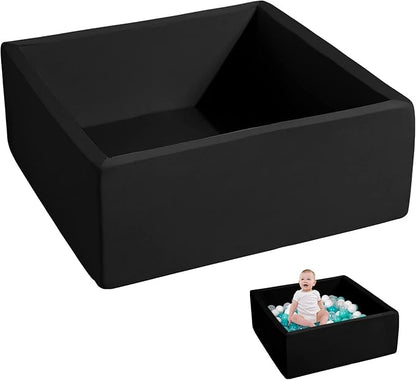 Foam Ball Pits for Toddlers Kids Square Soft Ball Pits Ideal Gift Play Toy for Children Kiddie Pools - Black