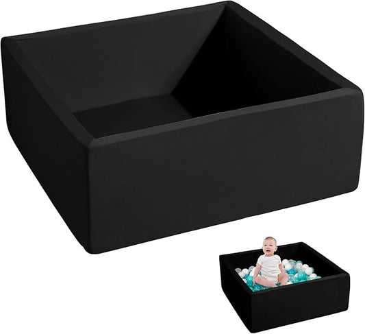 Foam Ball Pits for Toddlers Kids Square Soft Ball Pits Ideal Gift Play Toy for Children Kiddie Pools - Black