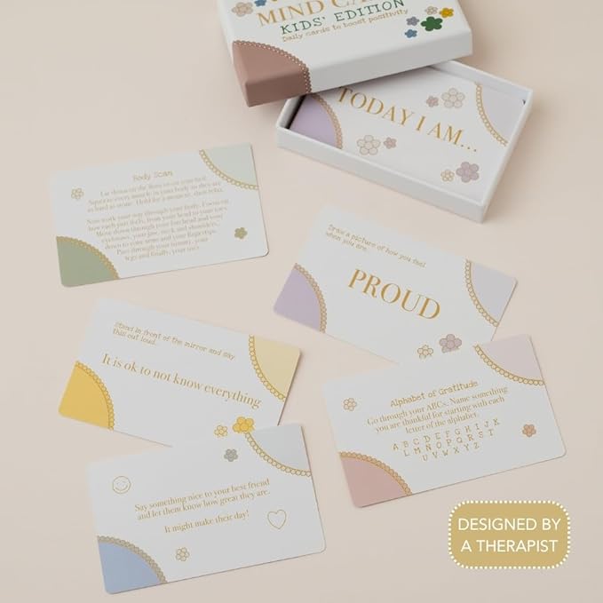 Mind Cards: Kids' Edition | 30 Daily Mindfulness & Gratitude Cards for Children | Screen Free Confidence & Positivity Gift for Emotional Growth