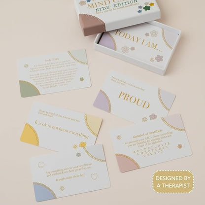 Mind Cards: Kids' Edition | 30 Daily Mindfulness & Gratitude Cards for Children | Screen Free Confidence & Positivity Gift for Emotional Growth