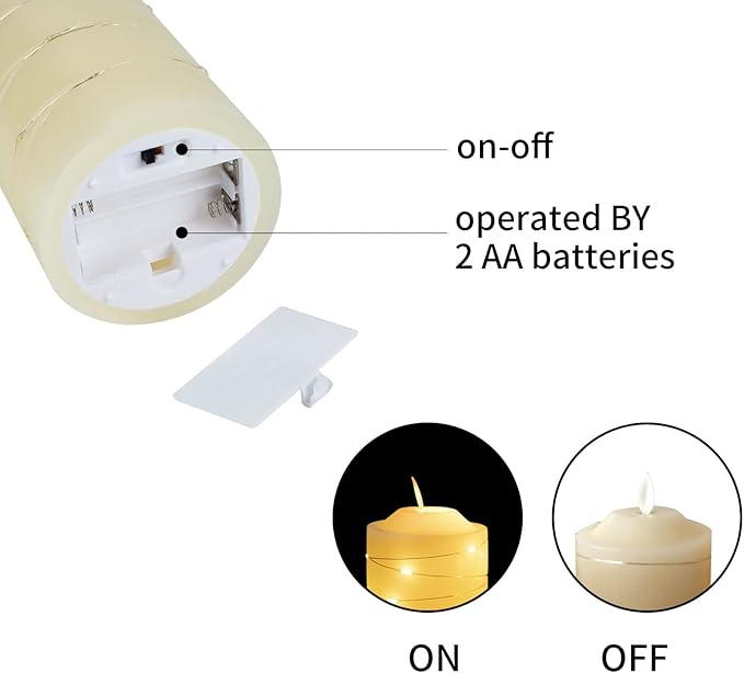 Battery Operated Flameless LED Candles: with Embedded String Lights, 3 Pack Flickering Electric Candle with 10-Key Remote Control for Seasonal Festival Celebration Real Wax(Batteries not Included)
