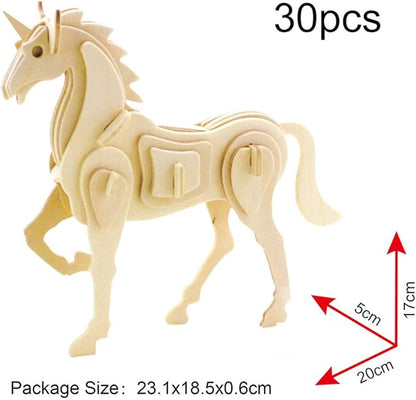 Georgie Porgy 3D Wooden Puzzles for Kids Toys Construction Woodcraft Kits DIY Model Puzzle Kits Birthday Gifts Pack of 3 (Butterfly Unicorn Flamingo)