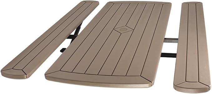 OEF Furnishings Heavy Duty Blow Molded Folding Picnic Table - Brown, Brown Frame