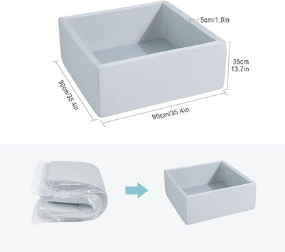 Foam Ball Pit for Toddlers Kids Square Soft Ball Pool Ideal Gift Play Toy for Children Kiddie Pools - Light Gray