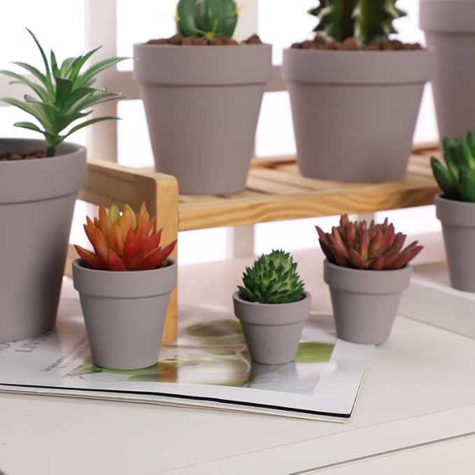 Yishang 2 inch Grey Small Terracotta Pots with Drainage Holes,Mini Clay Ceramic Pottery Planter,Cactus Flower Nursery Terra Cotta Pots, for Indoor/Outdoor Succulent Plants, Crafts(80 Pack)