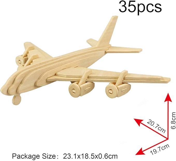 Georgie Porgy 3D Wooden Puzzles for Kids Toys Construction Woodcraft Kits DIY Model Puzzle Kits Birthday Gifts Pack of 3 (Biplane Helicopter Civil Airplane)