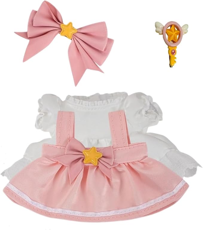 Clothes for Labubu(NO Doll), 15cm/17cm Doll Accessories Suit ,Cute Clothes for Dress up,Easy Dress-Up Fun ,Pink Princess for Dress Up, Play & Collector