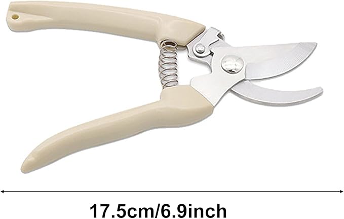 2PCS Garden Flower Shears Pruning Shears 6.9 inches Scissors Heavy Duty Plant Scissors for Cutting Flowers, Trimming Plants, Bonsai, Fruits Picking (White Handle 2pcs)
