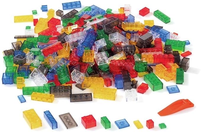 Transparent Building Bricks Set - 300-Piece Crystal-Clear Edition - Includes Reusable Storage Container - Fully Compatible with Other Brands