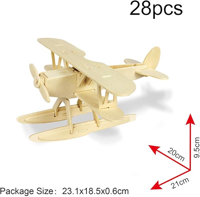 Georgie Porgy 3D Wooden Puzzles for Kids Toys Construction Woodcraft Kits DIY Model Puzzle Kits Birthday Gifts Pack of 3 (Seaplane Sports Cars London Bus)