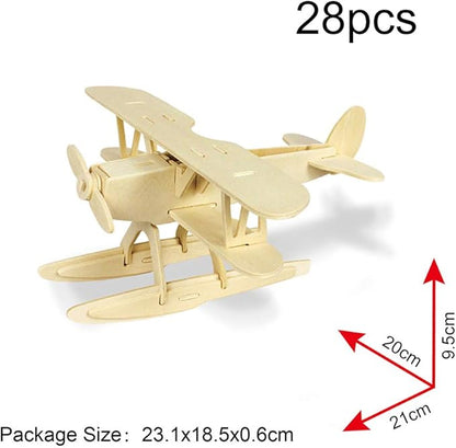 Georgie Porgy 3D Wooden Puzzles for Kids Toys Construction Woodcraft Kits DIY Model Puzzle Kits Birthday Gifts Pack of 3 (Seaplane Sports Cars London Bus)