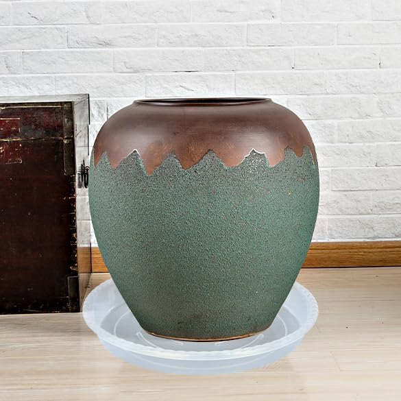 Plant Saucer 6 Pack of 14 inch, Clear Plastic Flower Plant Pot Saucer, Heavy Duty Plant Drip Trays Saucers for Indoor, Plant Water Tray for Planters