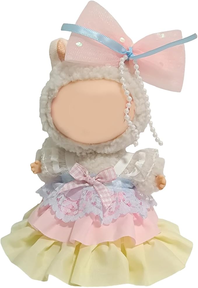 Doll Outfit Clothes Set for 17cm Dolls, Premium Fashion Princess Dress Jumpsuit for Dolls Accessories (NO Doll) (Pink Bow and Dress)