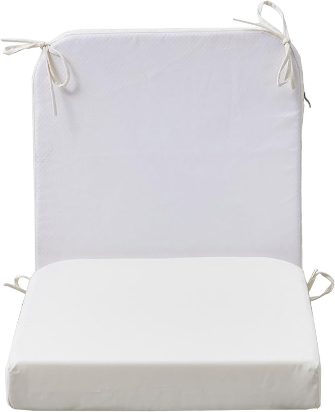 19 x 19 Inch Outdoor Seat Cushions for Patio Furniture with Non Slip and Ties Waterproof & UV Resistant Round Corner Outdoor Chair Cushions Replacement Set of 2, Beige