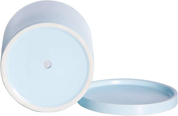 Planters for Indoor Plants Ceramic Flower Succulent Plant Pots with Drain Hole Saucer Decor for Home Office (5 inch Blue)