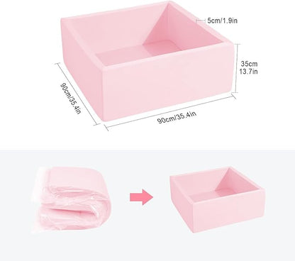 Foam Ball Pit for Toddlers Kids Square Soft Ball Pool Ideal Gift Play Toy for Children Kiddie Pools - Light Pink