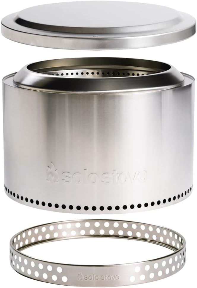 Solo Stove Yukon Essential Bundle | Portable Smokeless Fire Pit Stainless Steel for Wood Burning, Incl. Yukon Fire Pit, Lid and Stand, Diameter: 27in, Height: 19.8in, Weight: 40.35lbs