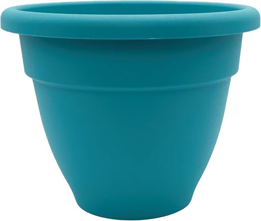 The HC Companies 16 Inch Caribbean Planter - Lightweight Indoor Outdoor Plastic Plant Pot for Herbs and Flowers, Dusty Teal