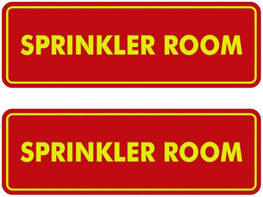 Signs ByLITA Standard Sprinkler Room Sign (Red/Yellow) - Medium 2 Pack