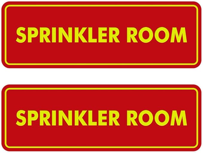 Signs ByLITA Standard Sprinkler Room Sign (Red/Yellow) - Large 2 Pack