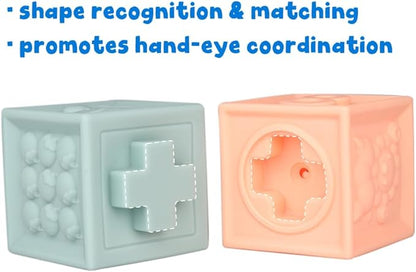 Litand Soft Stacking Blocks for Baby - Sensory Montessori Toys Toddler Activities - Gifts for Boy Girl 6 9 12 18 Months 1 2 3 Year Old Birthday - Infant Bath Toys