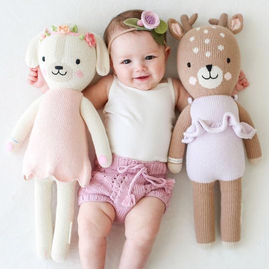 cuddle + kind Violet The Fawn Little 13" Hand-Knit Doll – 1 Doll = 10 Meals, Fair Trade, Heirloom Quality, Handcrafted in Peru, 100% Cotton Yarn
