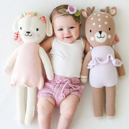 cuddle + kind Violet The Fawn Little 13" Hand-Knit Doll – 1 Doll = 10 Meals, Fair Trade, Heirloom Quality, Handcrafted in Peru, 100% Cotton Yarn