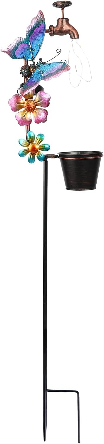 Afirst Solar Outdoor Decorative Butterfly Lights - Faucet Shaped Twinkling Light Garden Stake Decorations for Pathway Lawn Patio Courtyard Backyard