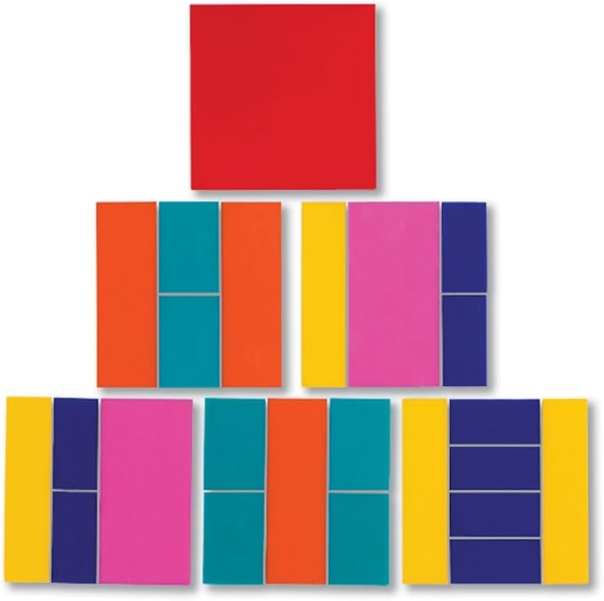 hand2mind Rainbow Fraction Squares, Montessori Math Materials, Fraction Manipulatives, Unit Fraction, Math Manipulatives for Elementary School, Homeschool Supplies (Set of 15)